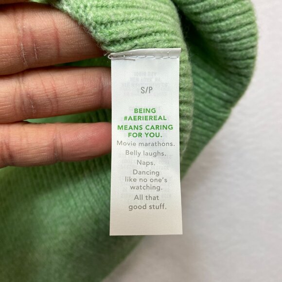 Aerie Unreal Oversized Sweater V-Neck Women's PS Green Super Soft NWT $59 - Picture 9 of 13